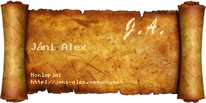 Jáni Alex névjegykártya